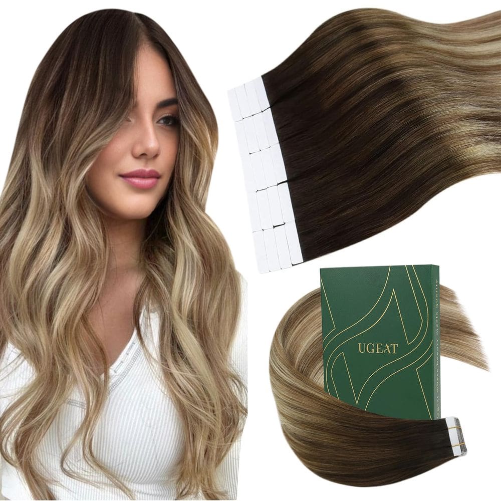 Fita adesiva em extensões de cabelo Ugeat Human Hair Dark Brown 40cm