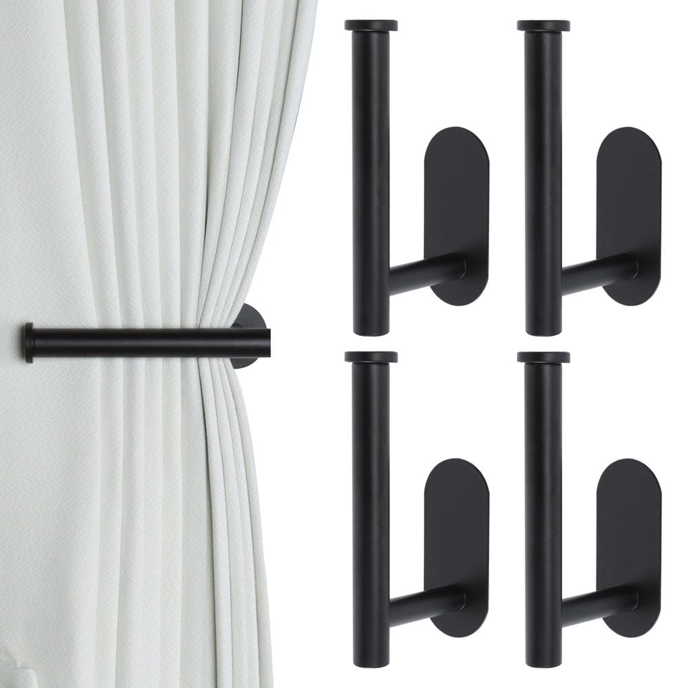 Curtain Holdbacks Groleca Adhesive No Drill, pacote com 4 unidades, preto