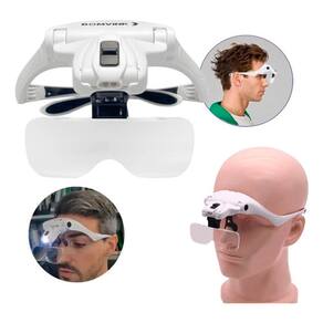 Óculos Lupa com LED 5 Lentes Intercambiáveis Mãos Livres para Joalheria, Leitura e Reparos