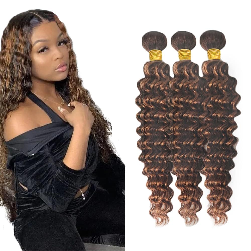 Pacote de cabelo Freiuoke P4/30 Highlight Deep Wave 40-50cm 3x 95-105g