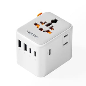 Adaptador de viagem TESSAN Universal 28W com 2 tomadas AC e 5 portas USB