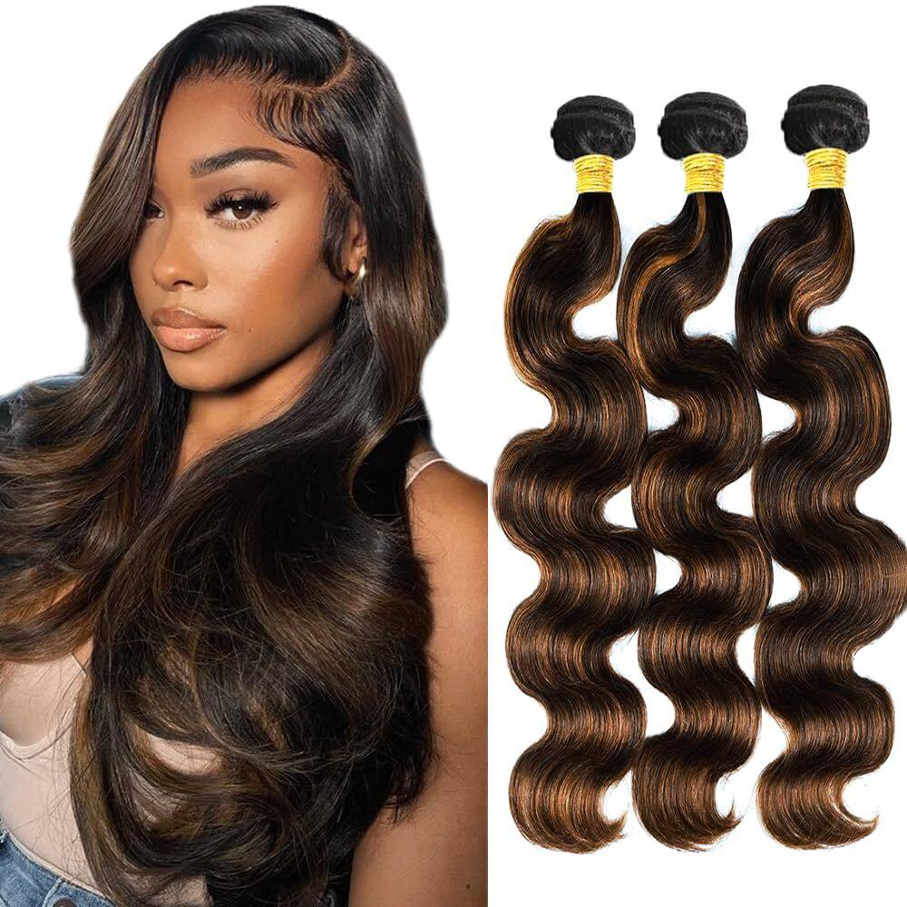 Pacotes de cabelo Fridnae P1B/30 Highlight Brown Body Wave 35-45cm