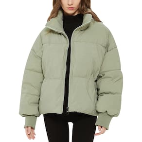 Jaqueta Flygo Winter Cropped Puffer 2024 para mulheres verde