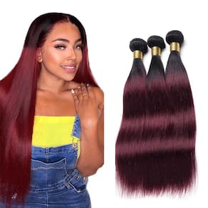 Pacotes de cabelo YOUNGHANN 1B/99J Burgundy Straight 40-50cm