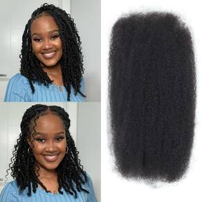 Extensões de cabelo Vecago Afro Kinkys Bulk Human Hair 16cm