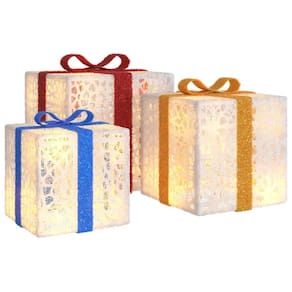 Conjunto de 3 caixas de Natal iluminadas vidaXL com 64 LEDs