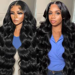 Perucas frontais de renda UPXIO Body Wave 24", cabelo humano com densidade de 200%