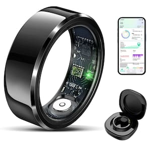 Rastreador de fitness Smart Ring Qjijolz, frequência cardíaca para mulheres/homens
