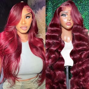Perucas frontais de renda Geomone 99J Burgundy Human Hair 22"