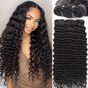 Pacotes de cabelo NBRUW Deep Wave 45 cm 3 pacotes 100% virgens