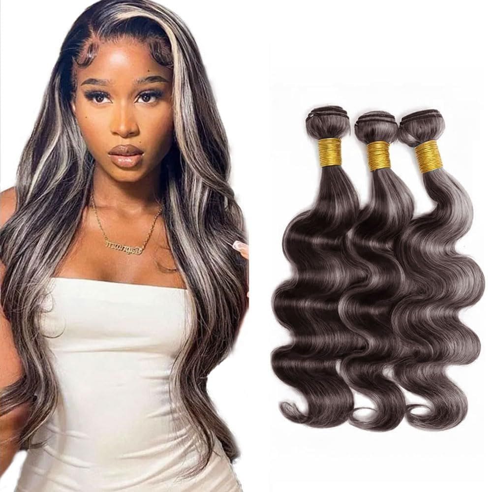 Pacotes de cabelo Raivide Silver Body Wave Brown Grey 40-50cm
