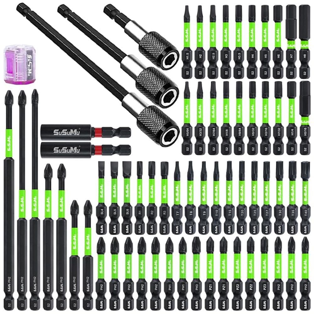 Conjunto de brocas de chave de fenda SUSUMU 66 unidades com haste de extensão e caixa