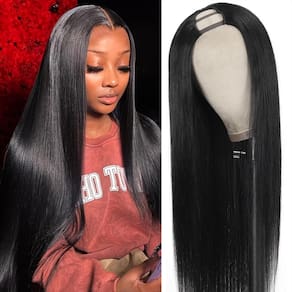 Peruca de cabelo humano U Part Homgoss Straight 200% de densidade 18cm