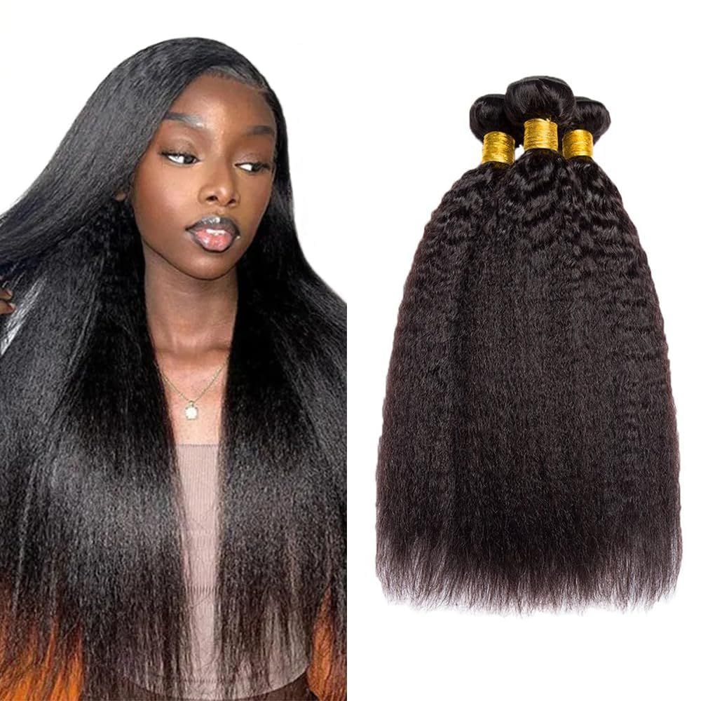 Pacotes de cabelo Biottihair Kinky Straight Natural Black 50-60cm