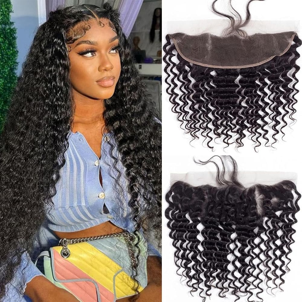 Fecho frontal de renda Boopwine Deep Wave 13x4 HD Lace 50cm