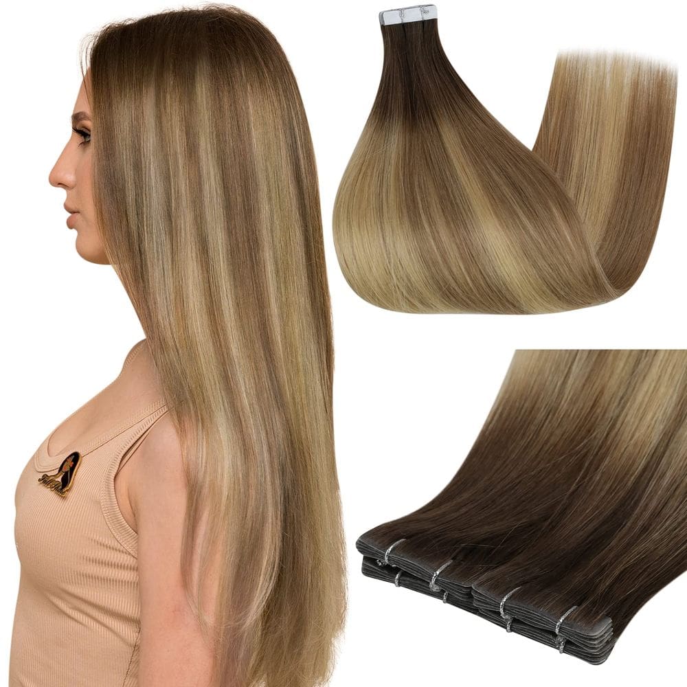 Extensões de cabelo Full Shine Virgin com fita adesiva 10g