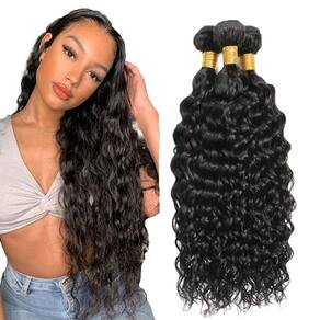 Pacotes de cabelo humano #1B Water Wave Necvdcvs 50g 20cm 22cm 24cm