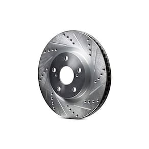 Rotor de freio R1 Concepts perfurado e com fenda prateado traseiro direito