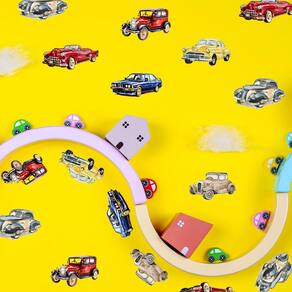 Decalques de parede astrkiz Boy Peel and Stick em aquarela Retro Cars