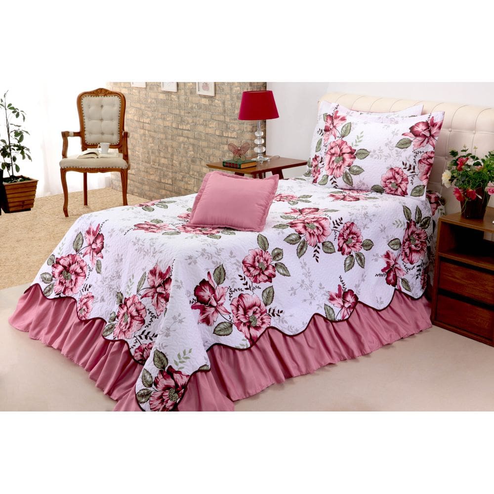 Cobreleito Belize Solteiro Amapola 03 Pçs