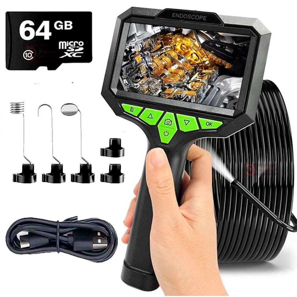 Sonda 10m Recarregavel Boroscopio Com Tela Câmera de Inspeção 1080p Endoscopio Grava Video E Foto + Cartão Micro SD 64GB