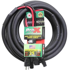 Cabo ProX XC-XLREC25 25 IEC fêmea de 25 pés para NEMA 15P e XLR-M para