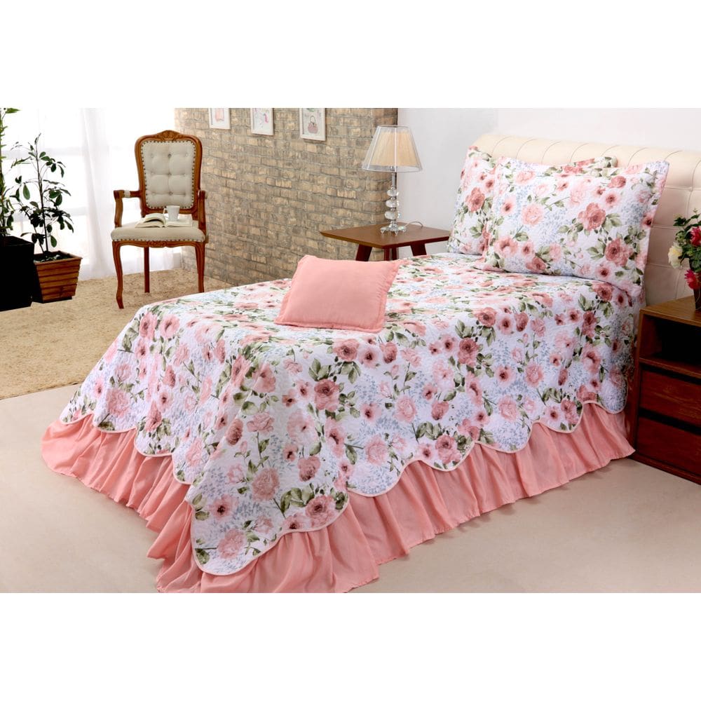 Cobreleito Belize Buquê Solteiro 03 Pçs