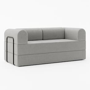 Sofá Cama de Espuma Modular Axel 160cm 02 Lugares com Apoio de Metal Linho Cinza - Desk Design