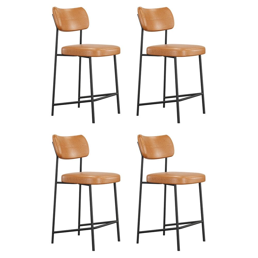 Kit 04 Banquetas Médias Para Cozinha Lila Estofada com Encosto Couríssimo Whisky - Desk Design