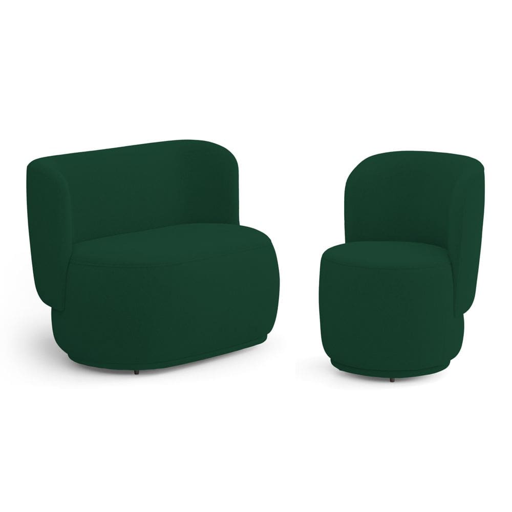 Poltrona e Namoradeira Orgânica Molly Bouclê Verde - Desk Design