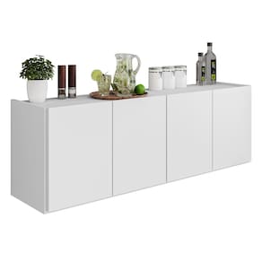 Balcão de Cozinha Suspenso 118cm 4 Portas Monna Branco Z34 - Mpozenato