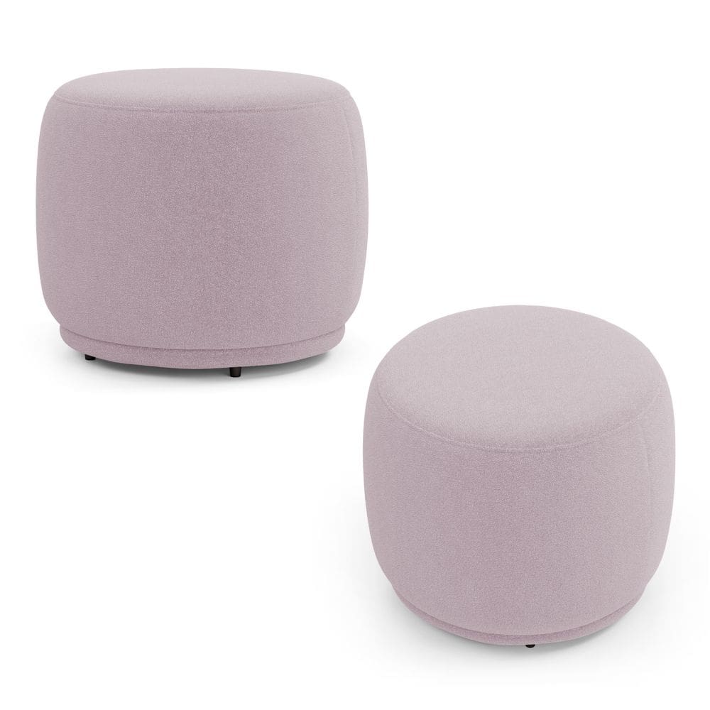 Kit 02 Puffs Decorativos Orgânicos Molly Redondo Bouclê Rosé - Desk Design