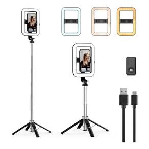 Suporte Luminária Ring Light De Celular P/ Lives Fotos Vídeo Estrutura Preto Luz Branco-quente/branco-frio Tomate Mzp-30