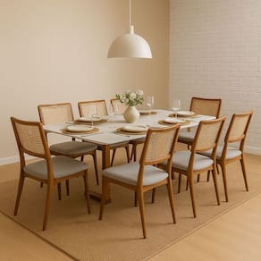 Sala de Jantar Madeira Vidro 8 Cad 2,20x1,10m Altiva Solare