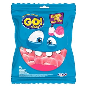 Bala Gelatina Go Jelly Beijinho Doce Sabor Morango 70g