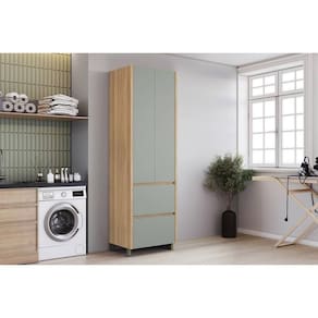 Armário Multiuso P- área Serviço Marquesa C- 2 Portas E 2 Gavetas 70cm Nature-verde - Nesher