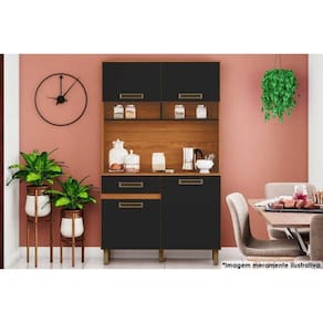 Kit De Cozinha Compacta B109 C- 4 Portas E 1 Gaveta 105cm Nature-preto - Henn