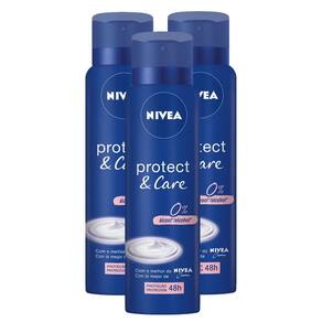 Kit 3X 150ml Desodorante Antitranspirante Aerosol Nivea Protect & Care