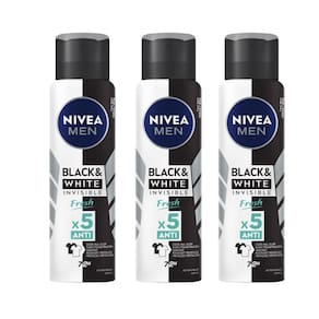 Kit 3X 150ml Desodorante Antitranspirante Aerosol Nivea Men Invisible Black & White Fresh