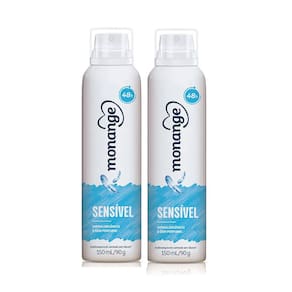 Kit 2 Desodorante Monange Sensível Sem Perfume Aerosol Antitranspirante 48h 150ml