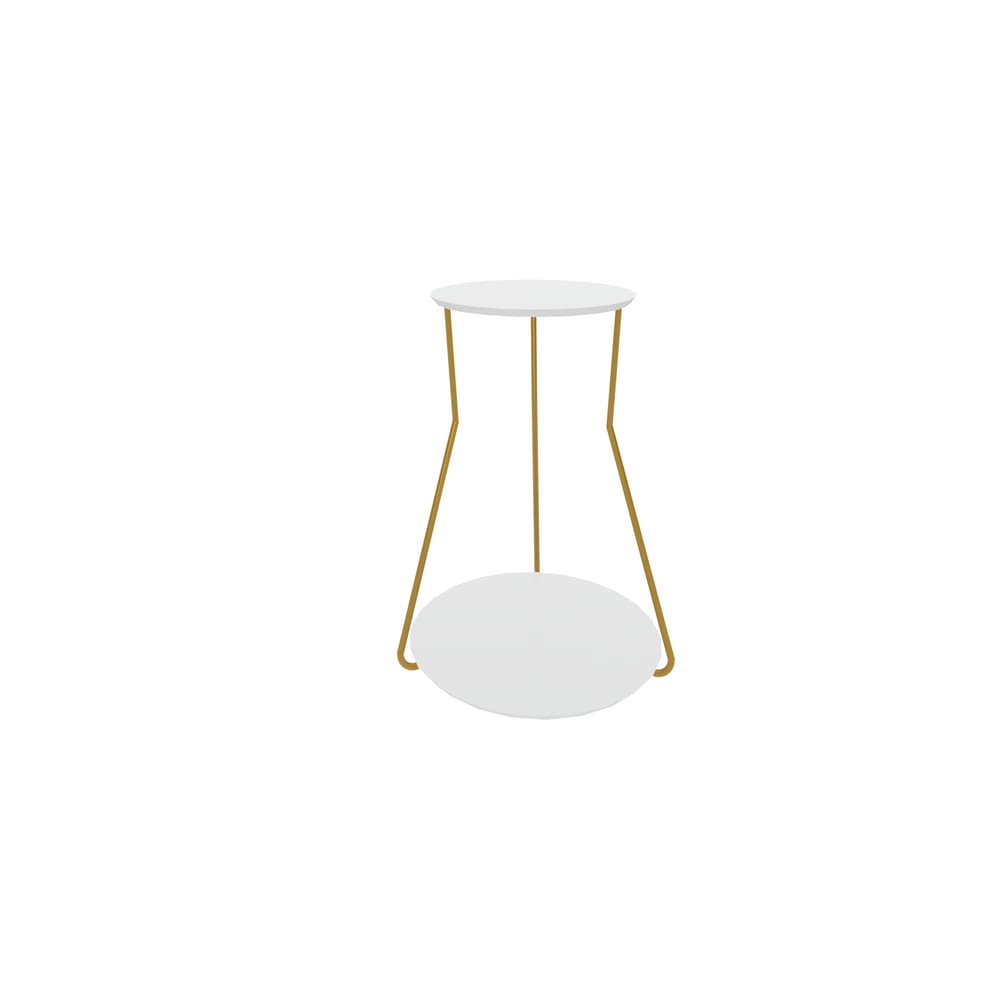 Mesa Lateral Industrial 2 Andares Dourado - Branco