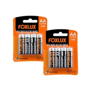 Pilha Alcalina Pequena Aa Foxlux Com 8 Unidades