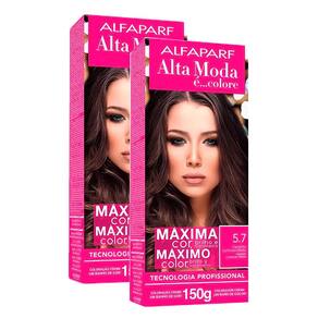 Kit 2X Tintura Creme Altamoda Alfaparf Castanho Luminoso Médio 5.7