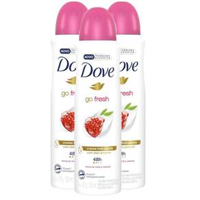 Kit 3X Desodorante Antitranspirante Aerosol Dove Go Fresh Romã e Verbena