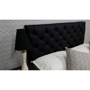 Cabeceira Solteiro 88 - Bello Box - Estilo Capitonê Tecido Sintético Preto Sem Strass