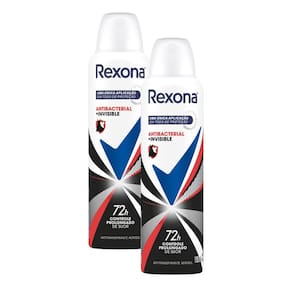 Desodorante Antitranspirante Rexona Antibacterial + Invisible Aerosol 150ml Kit com duas unidades