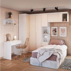 Guarda-Roupa Modulado 6 Peças Infinity Branco Line/Blush