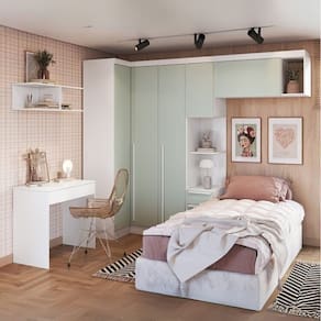 Guarda-Roupa Modulado 6 Peças Infinity Branco Line/Pistache