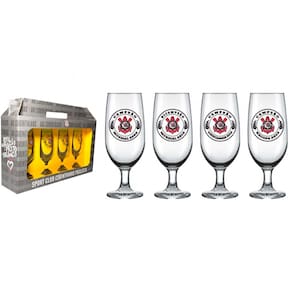 Conjunto 4 Taças Floripa Times Paulista Cervejas 300ml Vidro Nadir