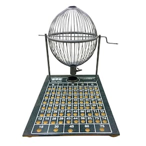 Jogo De Bingo Globo De Metal Tabuleiro Em Madeira N°3